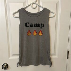Kids Art Class Gray Graphic Tank Top with Campfire Design
